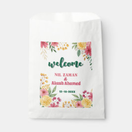 エレガントな花のデュアルネーム ブライダルシャワー招待状 フェイバーバッグ