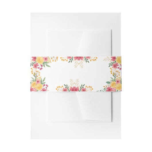 エレガントな花のデュアルネーム ブライダルシャワー招待状 招待状ベリーバンド (正面例)