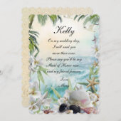 エレガントな花のトロピカルビーチ メイド・オブ・オナー 招待状 (正面/裏面)