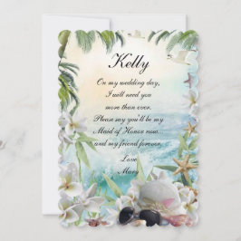 エレガントな花のトロピカルビーチ メイド・オブ・オナー 招待状