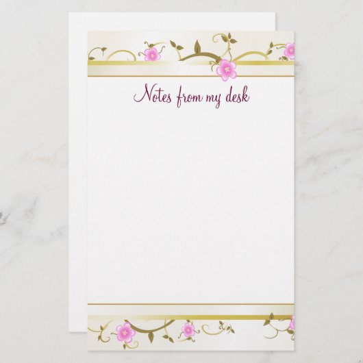 エレガントな花のノート紙 便箋 (正面/裏面)