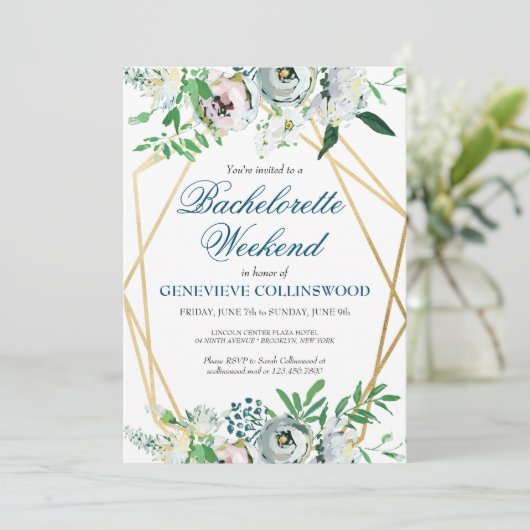 エレガントな花のハッピーエンドウィークの予定 招待状 (スタンド正面)