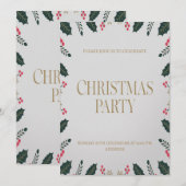 エレガントな花のハッピークリスマスパーティー招待状 シーズンカード (正面/裏面)