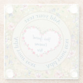 エレガントな花のハートフレーム：あらゆるシーンに ガラスコースター (裏面)