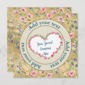 エレガントな花のハートフレーム:あらゆるシーンに 招待状 (正面/裏面)