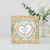 エレガントな花のハートフレーム:あらゆるシーンに 招待状 (スタンド正面)