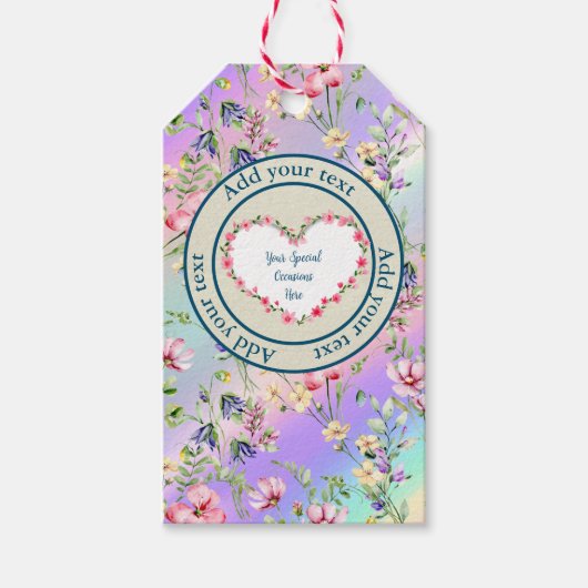 エレガントな花のハートフレーム：あらゆる場面に ギフトタグ (正面)