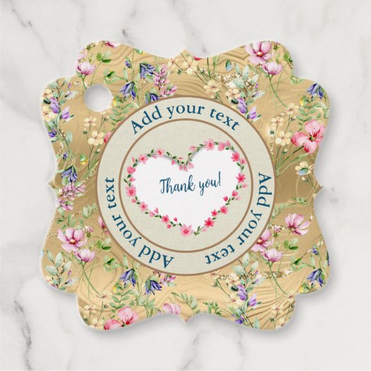 エレガントな花のハートフレーム：あらゆる場面に フェイバータグ (正面)