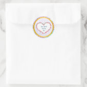 エレガントな花のハートフレーム:あらゆる場面に ラウンドシール (バッグ)