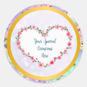 エレガントな花のハートフレーム:あらゆる場面に ラウンドシール (正面)