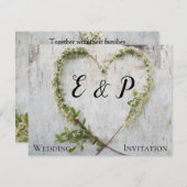 エレガントな花のハート ラスティックな樺の皮のウェディング (正面/裏面)