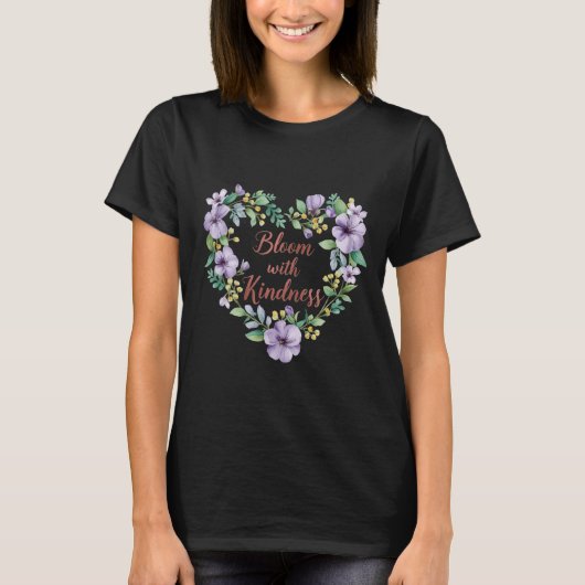 エレガントな花のハート - 優しさを持って咲こう 春 Tシャツ (正面)