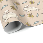 エレガントな花のバニーパターンイースター包装紙 ラッピングペーパー (ロールコーナー)