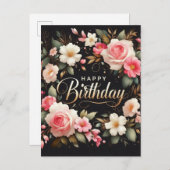 エレガントな花のバースデーポストカード ポストカード (正面/裏面)