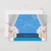 エレガントな花のビーチウェディング宿泊施設カード 招待状 (裏面)