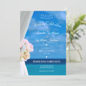 エレガントな花のビーチサマーウェディングセレブレーション 招待状 (スタンド正面)