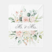 エレガントな花のピンクのブッシュ ウォーターカラー Mr. & Mrs.  フリースブランケット (正面)