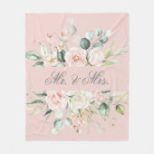エレガントな花のピンクのブッシュ ウォーターカラー Mr. & Mrs. F フリースブランケット (正面)