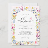 エレガントな花のピンクのブライズシャワー 招待状 (正面)