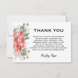 エレガントな花のピンクのブライダルシャワー サンキューカード