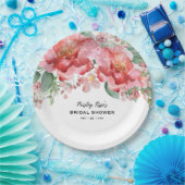 エレガントな花のピンクのブライダルシャワー ペーパープレート (パーティー)