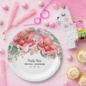 エレガントな花のピンクのブライダルシャワー ペーパープレート (パーティー)