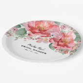 エレガントな花のピンクのブライダルシャワー ペーパープレート (アングル)