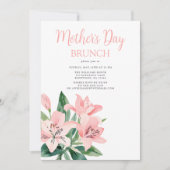エレガントな花のピンクの母の日の朝食 招待状 (正面)