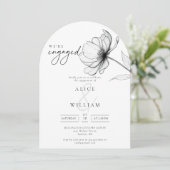 エレガントな花のフォトエンゲージメントパーティーアーチ 招待状 (スタンド正面)