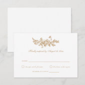 エレガントな花のフランスのバラ ヴィンテージ結婚式の出欠確認 招待状 (正面/裏面)