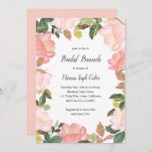 エレガントな花のフレーム付き ブライダルシャワー 招待状 (正面/裏面)