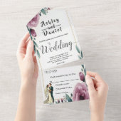 エレガントな花のフレーム ブライド アンド グルーム ボヘミアンベディング オールインワン招待状 (貼ってはがせる)