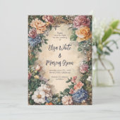 エレガントな花のフレーム ヴィンテージ ウェディング 婚約 カスタム セーブザデート (スタンド正面)