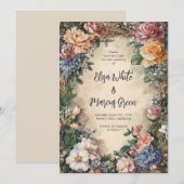 エレガントな花のフレーム ヴィンテージ ウェディング 婚約 カスタム セーブザデート (正面/裏面)