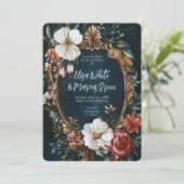 エレガントな花のフレーム ヴィンテージ ウェディング 婚約 カスタム セーブザデート (スタンド正面)