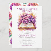 エレガントな花のブック ブライダルシャワーの招待状 招待状 (正面/裏面)