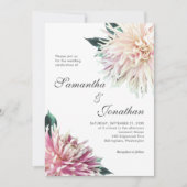 エレガントな花のブッシュピンクのダリアのウェディングカード 招待状 (正面)