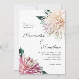 エレガントな花のブッシュピンクのダリアのウェディングカード 招待状