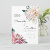 エレガントな花のブッシュピンクのダリアのウェディングカード 招待状 (スタンド正面)