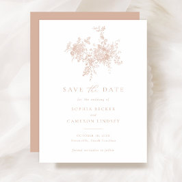 エレガントな花のブッシュピンクの結婚式のSave the Date 招待状