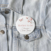 エレガントな花のブッシュピンク蝶のベビーシャワー 缶バッジ (インサイチュ)