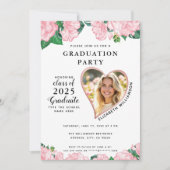 エレガントな花のブッシュ ピンクとホワイトのグラデーション 卒業式 招待状 (正面)