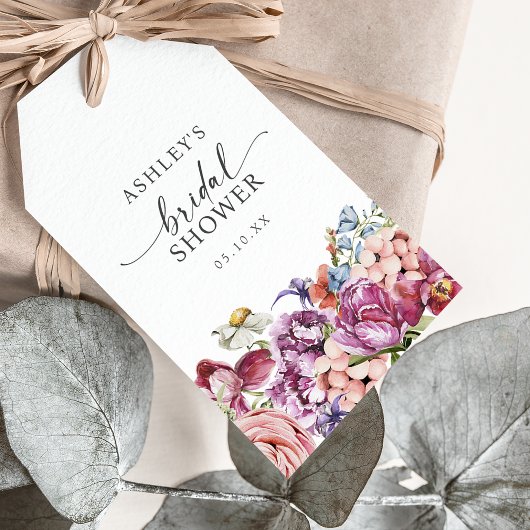 エレガントな花のブライズシャワー ギフトタグ