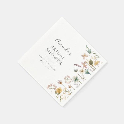 エレガントな花のブライズシャワー スタンダードカクテルナプキン (角)