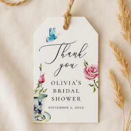 エレガントな花のブライズシャワー | ピンクのバラの感謝 ギフトタグ