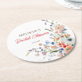 エレガントな花のブライズシャワー ラウンドペーパーコースター (アングル)