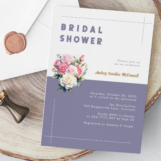 エレガントな花のブライダルシャワーの招待状 現代風 招待状