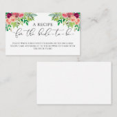 エレガントな花のブライダルシャワーレシピのリクエスト エンクロージャーカード (正面/裏面)