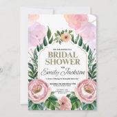 エレガントな花のブライダルシャワー招待状 & 花 招待状 (正面)