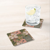 エレガントな花のブライダルシャワー オーダーメイド スクエアペーパーコースター (インサイチュ)